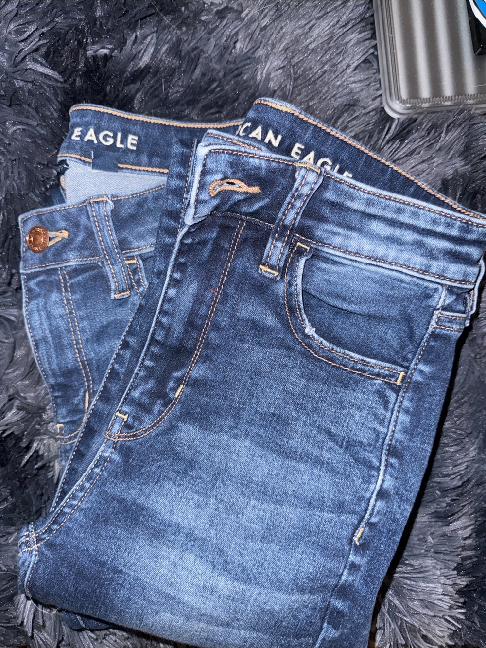 BUNDLE American Eagle Outfitters Women's Dark Blue Stretch Jeans